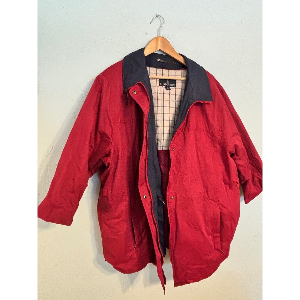 London Fog Mens 3X Red Water Repellent Insulated Jacket Plaid Lining 132814-514